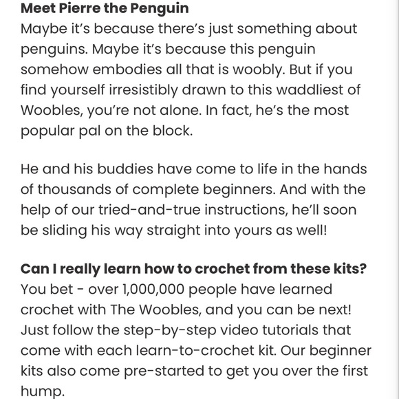 The Woobles: Pierre the Penguin (Blue) - Crochet Kit - Picture 10 of 12